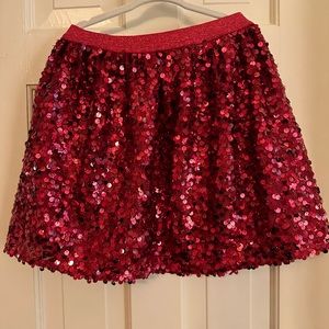 Girls size 6 red sequin skirt, size small Christmas holiday sparkle
